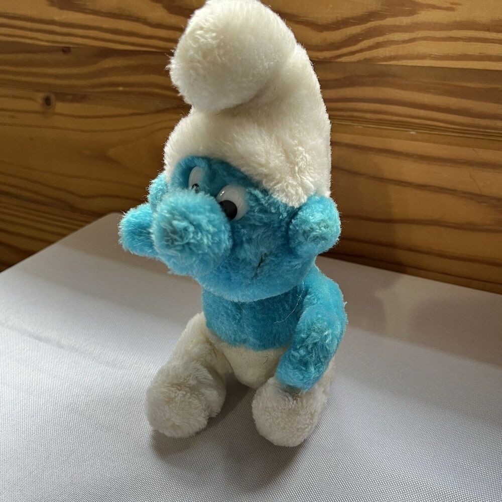 Vintage 1980 SMURF 7" Plush Stuffed Animal Toy Wallace Berrie & CO Peyo